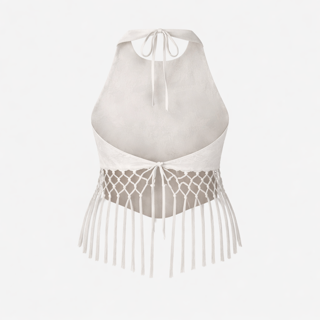 Women’s Ivory Halter Neck Top - Sleeveless