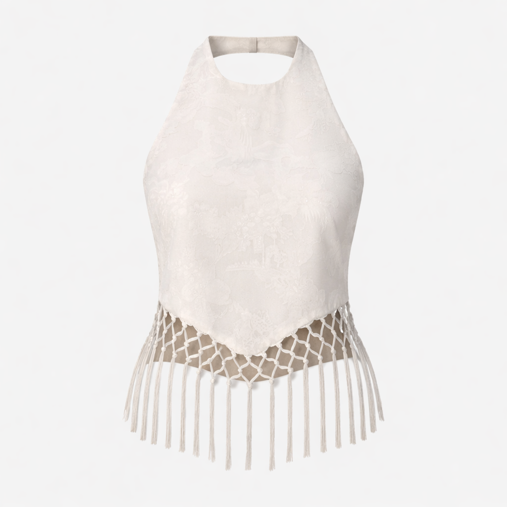 Women’s Ivory Halter Neck Top - Sleeveless